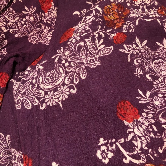 Free People Berry Purple Floral Open Back Tunic Printed Flowy Mini Dress - Picture 12 of 16